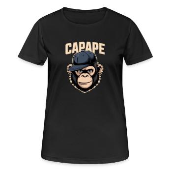 CAPAPE Singe avec casquette Streetstyle Urban Vibe - T-shirt respirant Femme - noir - Devant - AI Model Female 172 light (172cm)