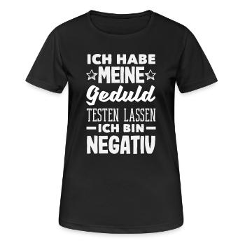 La patience à l’épreuve – je suis négatif - T-shirt respirant Femme - noir - Devant - AI Model Female 172 light (172cm)