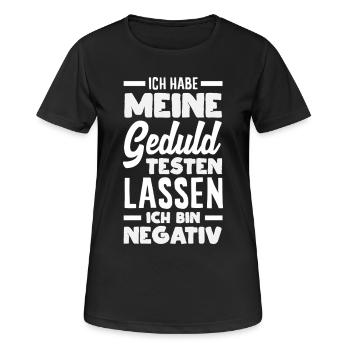 La patience à l’épreuve – je suis négatif - T-shirt respirant Femme - noir - Devant - AI Model Female 172 light (172cm)