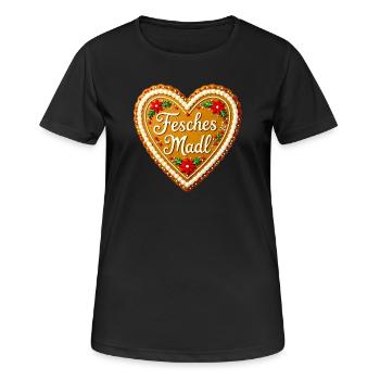 Fesches Madl Lebkuchenherz Bayern Tracht Volksfest - T-shirt respirant Femme - noir - Devant - AI Model Female 172 light (172cm)