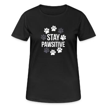 Stay Pawsitive Pawprints Tee - Women's Breathable T-Shirt - black - Front - AI Model Female 172 light (172cm)