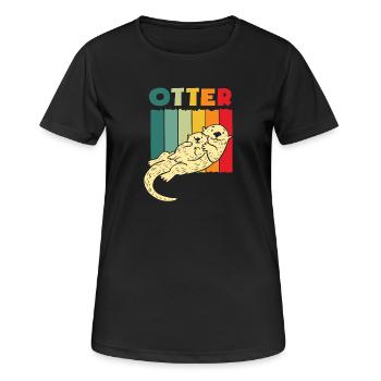 Retro Seeotter Cartoon - Frauen T-Shirt atmungsaktiv - Schwarz - Vorne - AI Model Female 172 light (172cm)