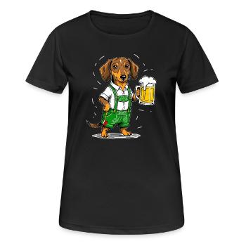 Beer Dachshund Beer Tent Beer Mug Bavaria Dog Funny - Women's Breathable T-Shirt - black - Front - AI Model Female 172 light (172cm)