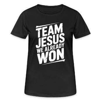 L’équipe Jésus que nous avons déjà gagnée - T-shirt respirant Femme - noir - Devant - AI Model Female 172 light (172cm)