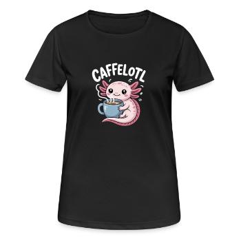 Caffelotl Axolotl Mit Kaffee Koffein Humor - Frauen T-Shirt atmungsaktiv - Schwarz - Vorne - AI Model Female 172 light (172cm)