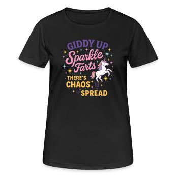 Schwindlig Glitzerndes Fürzchaos breitet sich aus - Frauen T-Shirt atmungsaktiv - Schwarz - Vorne - AI Model Female 172 light (172cm)