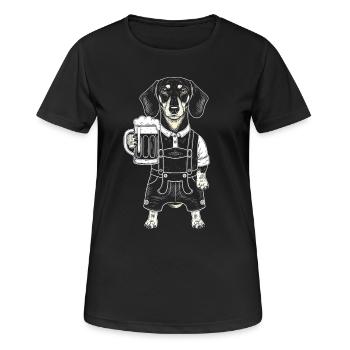 Teckel Bavière Costume traditionnel bavarois Festival folklorique Bière - T-shirt respirant Femme - noir - Devant - AI Model Female 172 light (172cm)