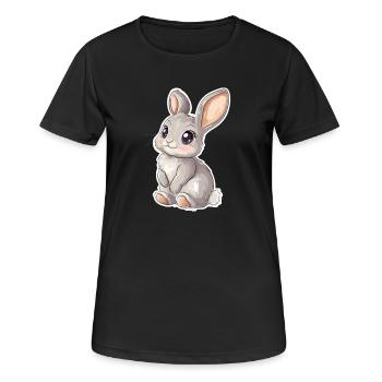 Hase - Frauen T-Shirt atmungsaktiv - Schwarz - Vorne - AI Model Female 172 light (172cm)