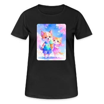 Hündchen, Kätzchen & Eiscreme - Frauen T-Shirt atmungsaktiv - Schwarz - Vorne - AI Model Female 172 light (172cm)