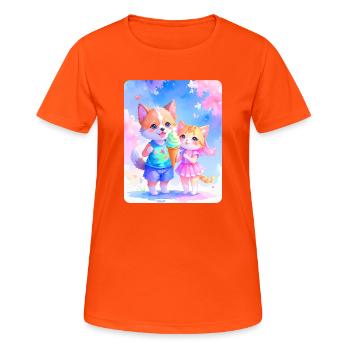 Hündchen, Kätzchen & Eiscreme - Women's Breathable T-Shirt - neon orange - Front - AI Model Female 172 dark (172cm)