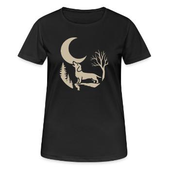 qui hurle avec le teckel - T-shirt respirant Femme - noir - Devant - AI Model Female 172 light (172cm)