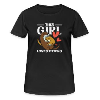 Mädchen Liebt Seeotter Cartoon - Frauen T-Shirt atmungsaktiv - Schwarz - Vorne - AI Model Female 172 light (172cm)