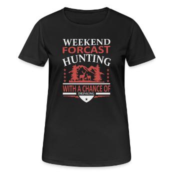 Jagd Wochenende - Frauen T-Shirt atmungsaktiv - Schwarz - Vorne - AI Model Female 172 light (172cm)
