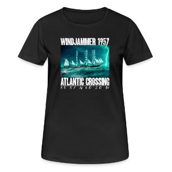 Windjammer 1957 - Traversée de l’Atlantique - T-shirt respirant Femme - noir - Devant - AI Model Female 172 light (172cm)