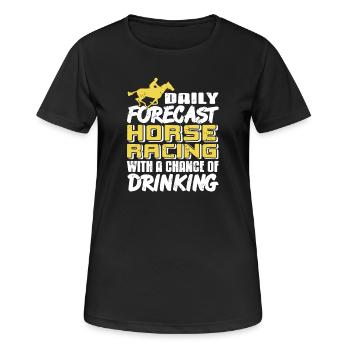 Horse Racing Forecast with Race Day Drinking Humor - Women's Breathable T-Shirt - black - Front - AI Model Female 172 light (172cm)