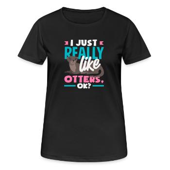 Realy Like Sea Otter Cartoon - Frauen T-Shirt atmungsaktiv - Schwarz - Vorne - AI Model Female 172 light (172cm)