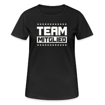 Team Mitglied - Frauen T-Shirt atmungsaktiv - Schwarz - Vorne - AI Model Female 172 light (172cm)