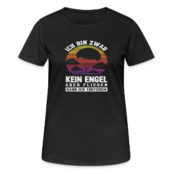 Lustiger Fallschirmspringer Adrenalinjunkie Engel - Frauen T-Shirt atmungsaktiv - Schwarz - Vorne - AI Model Female 172 light (172cm)