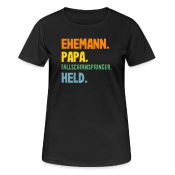 Lustiger Fallschirmspringer Adrenalinjunkie Papa - Frauen T-Shirt atmungsaktiv - Schwarz - Vorne - AI Model Female 172 light (172cm)
