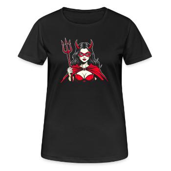 Teufelin Dreizack Hölle Teufelsweib Frau Teufel - Frauen T-Shirt atmungsaktiv - Schwarz - Vorne - AI Model Female 172 light (172cm)