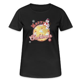 Joyeux Noël Anglais avec Bonhommes de Neige - T-shirt respirant Femme - noir - Devant - AI Model Female 172 light (172cm)