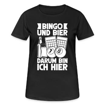 Bingo Player Bingo & Bier Darum Bin Ich Hier Bingo - Frauen T-Shirt atmungsaktiv - Schwarz - Vorne - AI Model Female 172 light (172cm)