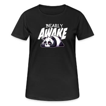 Früh erwachen Panda Illustration - Frauen T-Shirt atmungsaktiv - Schwarz - Vorne - AI Model Female 172 light (172cm)