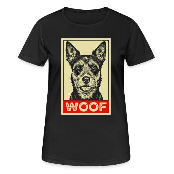 Affiche de propagande WOOF Amoureux des chiens Chien drôle - T-shirt respirant Femme - noir - Devant - AI Model Female 172 light (172cm)