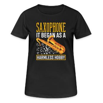 Saxofon - Frauen T-Shirt atmungsaktiv - Schwarz - Vorne - AI Model Female 172 light (172cm)