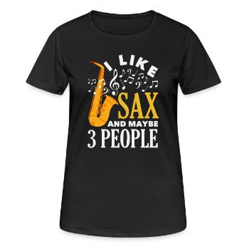 Saxofon - Frauen T-Shirt atmungsaktiv - Schwarz - Vorne - AI Model Female 172 light (172cm)