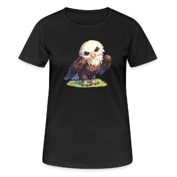Adler - Frauen T-Shirt atmungsaktiv - Schwarz - Vorne - AI Model Female 172 light (172cm)