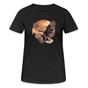 Adler - Frauen T-Shirt atmungsaktiv - Schwarz - Vorne - AI Model Female 172 light (172cm)