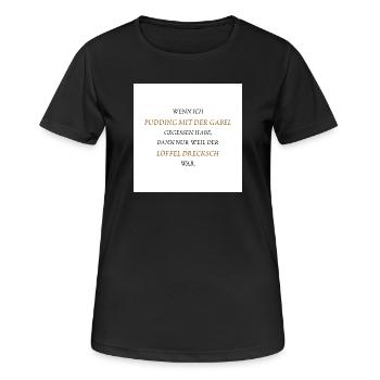Pudding with a fork - Women's Breathable T-Shirt - black - Front - AI Model Female 172 light (172cm)