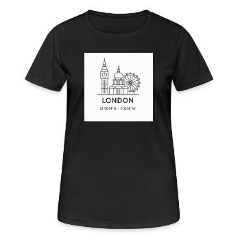 London Linienkunst Silhouette Wahrzeichen - Frauen T-Shirt atmungsaktiv - Schwarz - Vorne - AI Model Female 172 light (172cm)