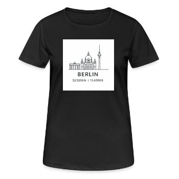 Berlin Line Art Silhouette Point de repère - T-shirt respirant Femme - noir - Devant - AI Model Female 172 light (172cm)