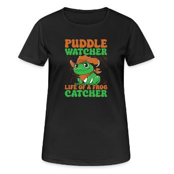 Frog Catcher Puddle Watcher Life Of A Frog - Women's Breathable T-Shirt - black - Front - AI Model Female 172 light (172cm)