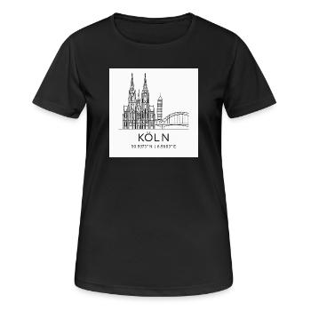 Köln Linienkunst Silhouette Wahrzeichen - Frauen T-Shirt atmungsaktiv - Schwarz - Vorne - AI Model Female 172 light (172cm)
