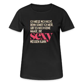 Body Positivity Ich Wiege Mich Nicht Sexy Curvy - Frauen T-Shirt atmungsaktiv - Schwarz - Vorne - AI Model Female 172 light (172cm)