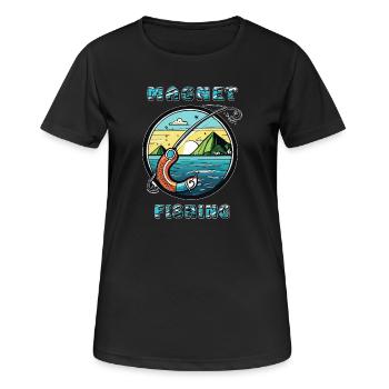 PÊCHE À L’AIMANT - T-shirt respirant Femme - noir - Devant - AI Model Female 172 light (172cm)