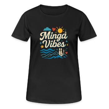 Minga Vibes München Skyline Design - Frauen T-Shirt atmungsaktiv - Schwarz - Vorne - AI Model Female 172 light (172cm)