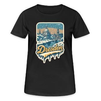 Winterliches Dresden – Altstadt im Schnee - Frauen T-Shirt atmungsaktiv - Schwarz - Vorne - AI Model Female 172 light (172cm)