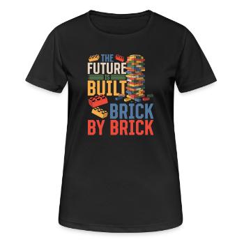 Building Blocks Kids Brick Builder - Frauen T-Shirt atmungsaktiv - Schwarz - Vorne - AI Model Female 172 light (172cm)