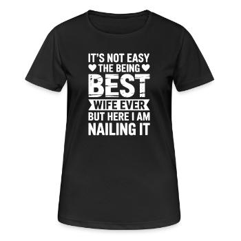 Ehefrau Spruch Ehefrauen Lustiges Ehefrau Geschenk - Frauen T-Shirt atmungsaktiv - Schwarz - Vorne - AI Model Female 172 light (172cm)