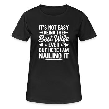 Ehefrau Spruch Ehefrauen Lustiges Ehefrau Geschenk - Frauen T-Shirt atmungsaktiv - Schwarz - Vorne - AI Model Female 172 light (172cm)
