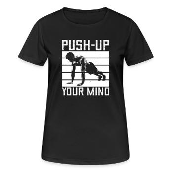 Gym Junkies Push-Up Your Mind Calisthenics Fitness - Frauen T-Shirt atmungsaktiv - Schwarz - Vorne - AI Model Female 172 light (172cm)