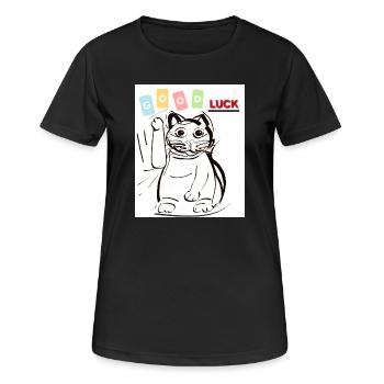 Winkekatze good luck  - Frauen T-Shirt atmungsaktiv - Schwarz - Vorne - AI Model Female 172 light (172cm)