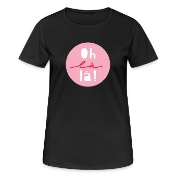 « Oh là là » - T-shirt respirant Femme - noir - Devant - AI Model Female 172 light (172cm)