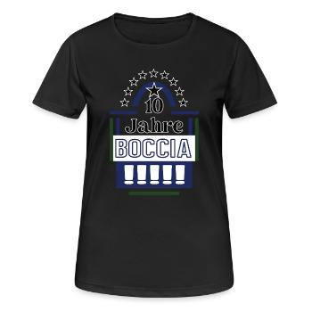 10 Jahre Boccia Jubiläum Bocciaspieler Jubilaeum - Frauen T-Shirt atmungsaktiv - Schwarz - Vorne - AI Model Female 172 light (172cm)