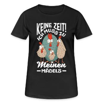 Keine Zeit! Ich muss zu meinen Mädels – Hühner - Frauen T-Shirt atmungsaktiv - Schwarz - Vorne - AI Model Female 172 light (172cm)