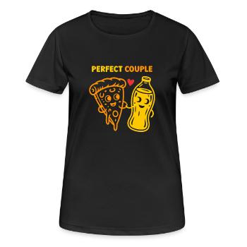 Perfect Couple Pizza And Soda Cartoon Art - Frauen T-Shirt atmungsaktiv - Schwarz - Vorne - AI Model Female 172 light (172cm)